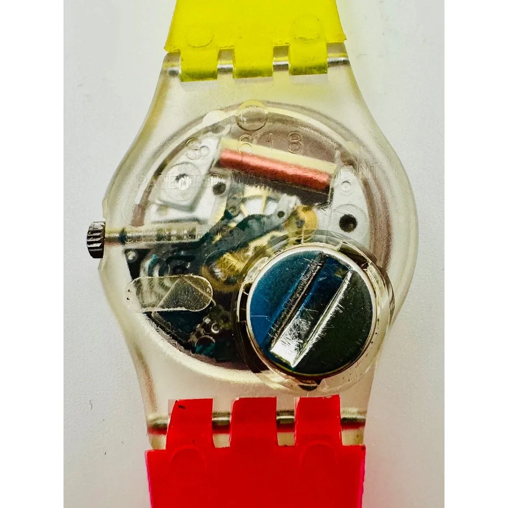 Vintage 1980s Swatch Aqua Dream Watch Multi Color Swiss Made GN105 *Not Working